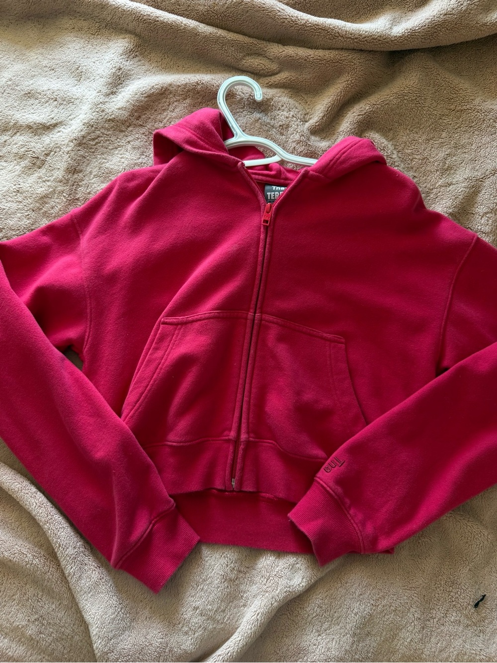 TNA Women's Hot Pink Zip-Up Fleece Hoodie